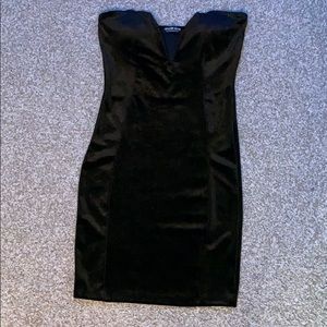Black velvet mini dress